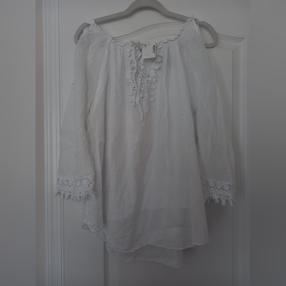 NWT SAKS FIFTH AVENUE lace white top size L - Picture 4 of 6